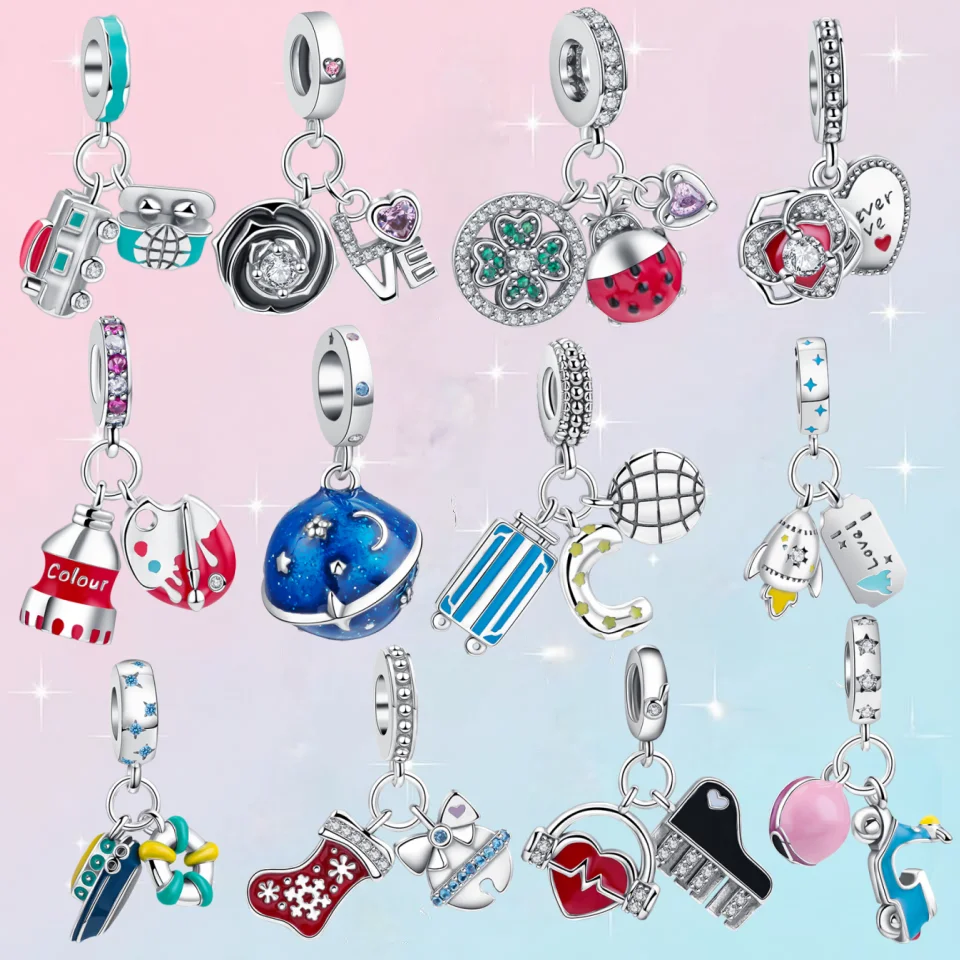 925 Sterling Silber Original Transportmittel-Anhänger DIY Charms Armband Passend für Damen Mädchen Mode Schmuck Zubehör Perlen