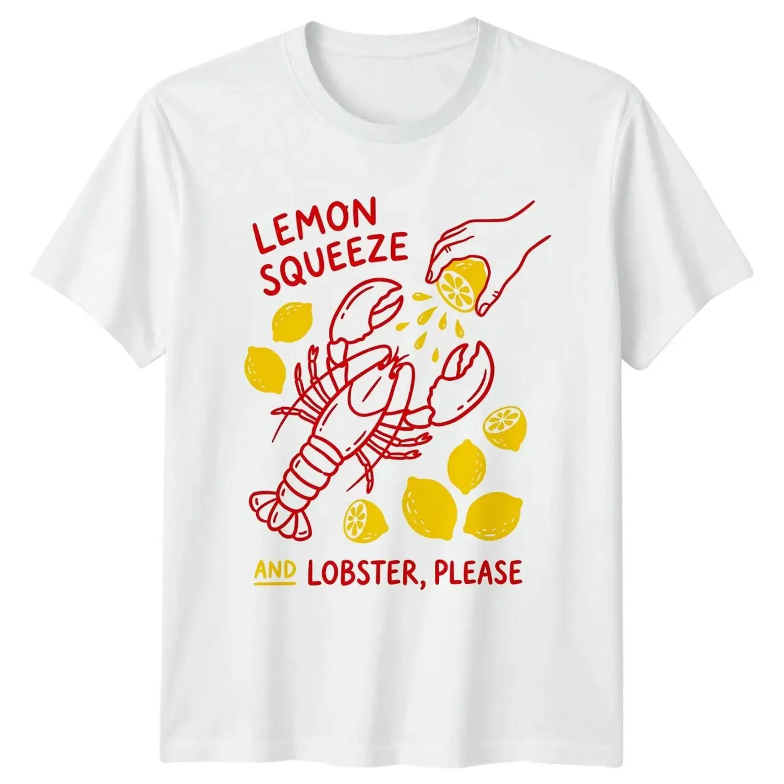 Lemon Squeeze And Lobster Please T Shirt Coastal Cuisine Meeresfrüchte vintage Washed graphic Comfortable homme Stretched