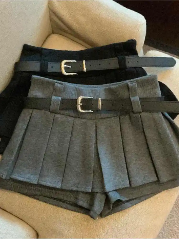 Hellgrauer A-Linien-Faltenrock für Damen, Vintage-Minirock mit niedriger Taille, Harajuku, Y2k, Adrette, Shorts, Röcke, 2000er-Jahre-Kleidung, 2025