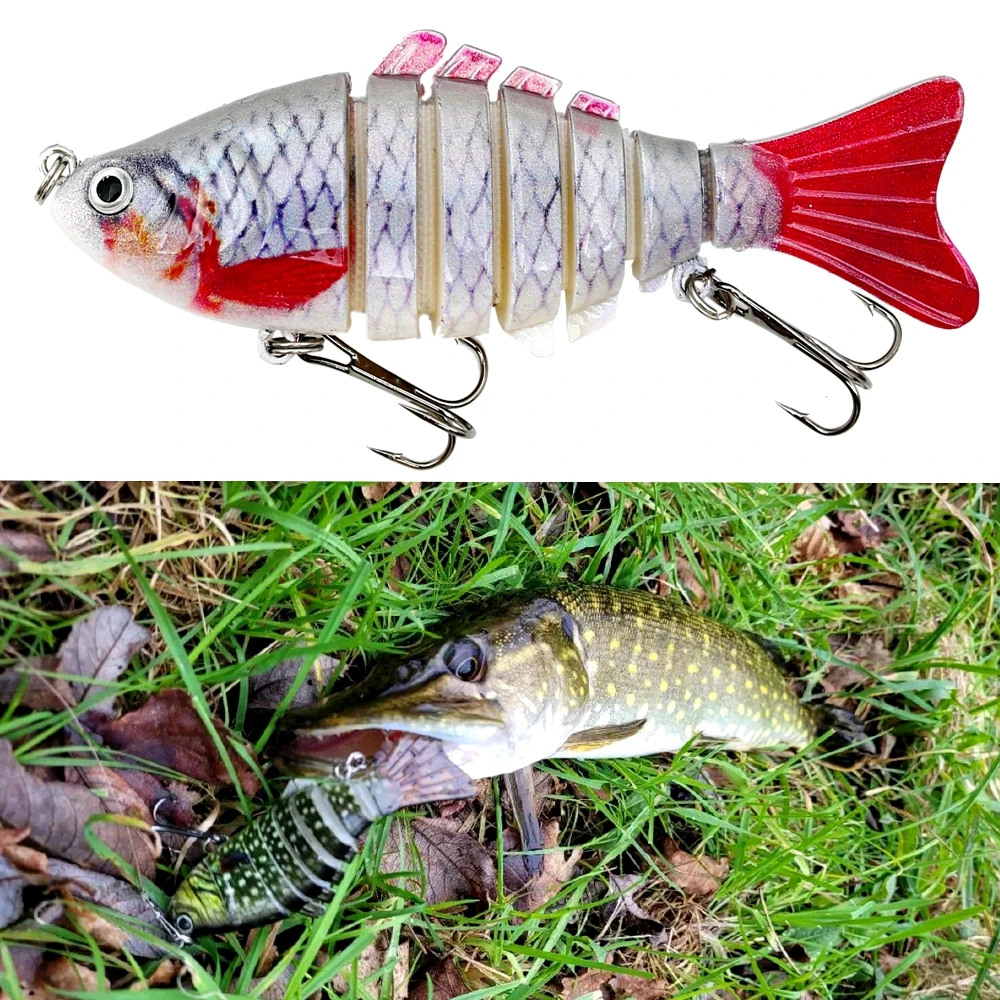 1 Stück Mehrteiliger Schwimmköder Angelköder Sinkender Wobbler Harter Crankbait für Süßwasser & Salzwasser Forelle, Barsch & Mehr