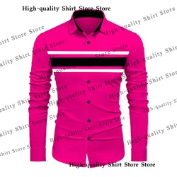 Casual men's shirts lines HD pattern stylish oversized men's clothing comfortable long sleeve shirts button design