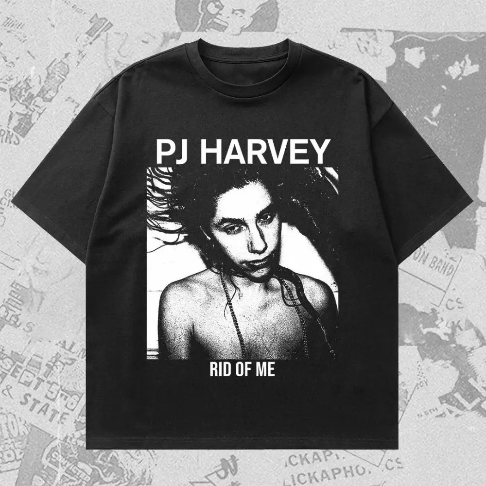 90er Jahre Vintage Tops PJ Harvey Singer Print T-Shirts Lockere Freizeit-T-Shirts Baumwolle Ganzjährig Paar Y2k Streetwear Unisex