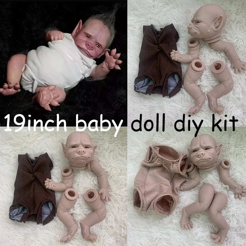 19Inch Reborn Doll Kit Robbie The Werewolf Lifelike Soft Touch Fresh Color Collectible Art DIY Toy for Children Gifts