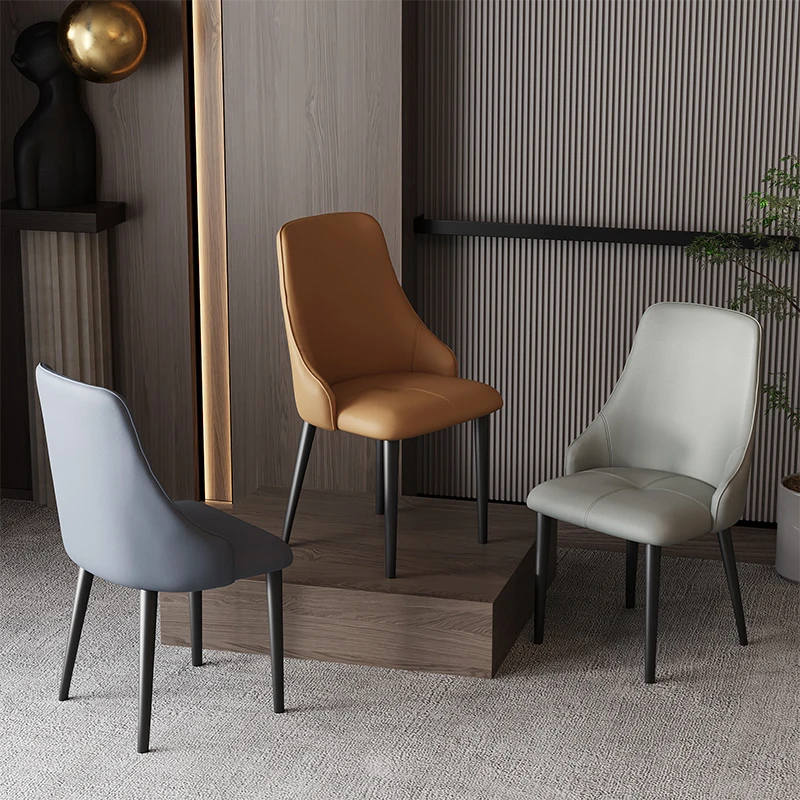 Light Luxury Dining Chairs, Modern and Simple Small-sized Apartment Backrest Chairs, Creative Leather Art Chairs view 2