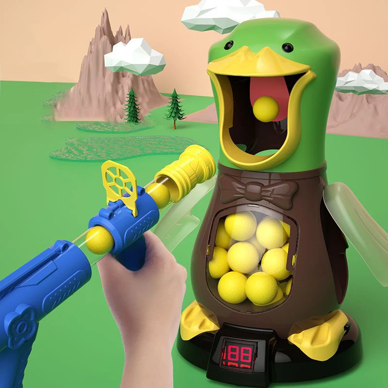 Hungry Shooting Duck Toys Interactive Toys Duck Air-Powered Gun Soft Bullet Party Shooting Funny Novelty Game Toy for Kids