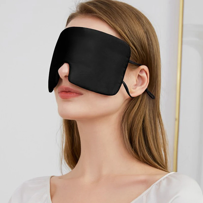 

Маска для сна из натурального шелка с креплением на уши, портативная, для путешествий, мягкая, для отдыха, для глаз, для сна