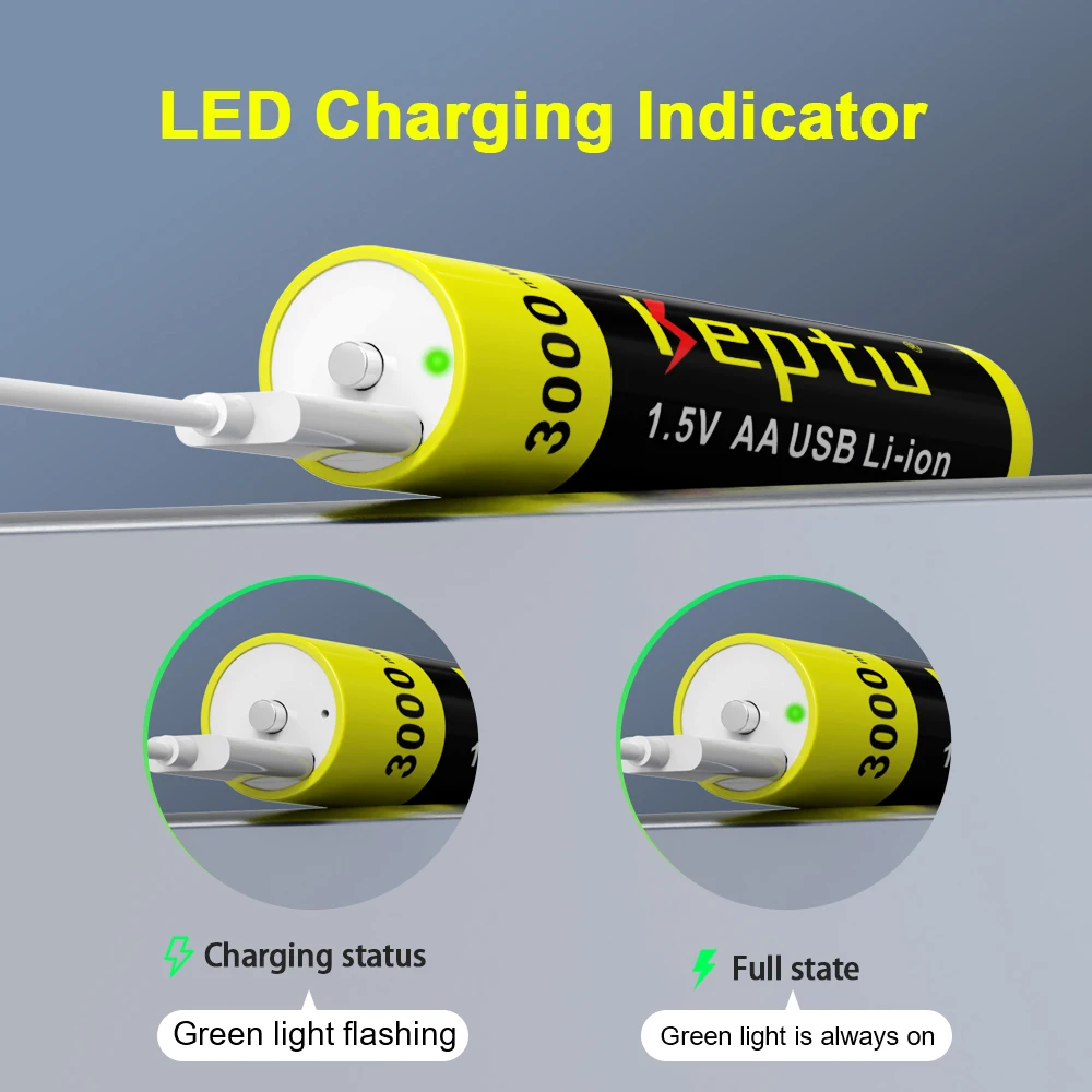 1.5 فولت AA بطارية ليثيوم أيون 3000mwh قدرة USB بطارية قابلة للشحن للتحكم عن بعد ماوس مروحة صغيرة بطارية لعبة كهربائية