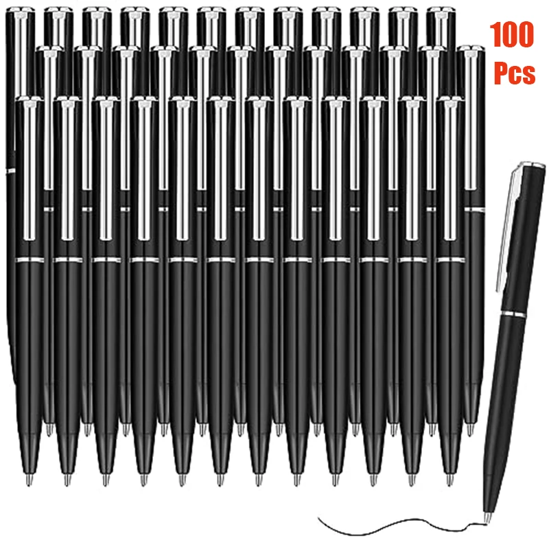 100pcs-slim-black-plastic-twist-ballpoint-pens-portable-pocket-clip-mini-plastic-writing-pens-smooth-10mm-black-ink-pens