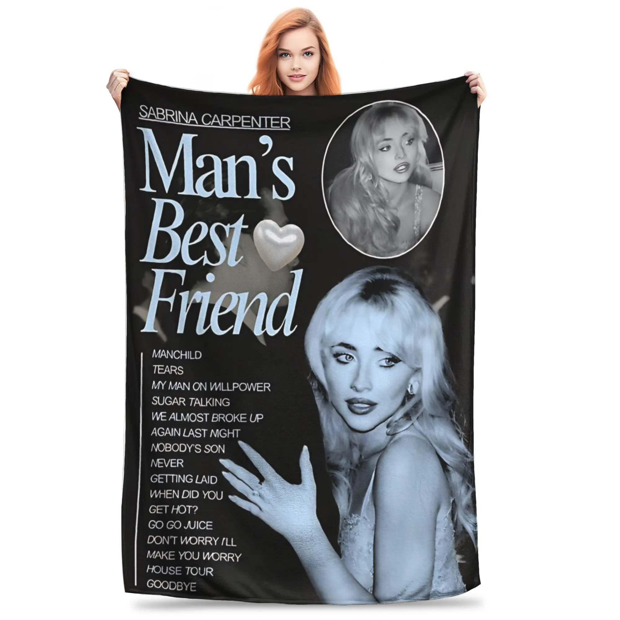 

Sabrina Carpenter Man's Best Friend Merch Blankets Super Soft Flannel Throw Blanket Cozy Plush Thin Quilt