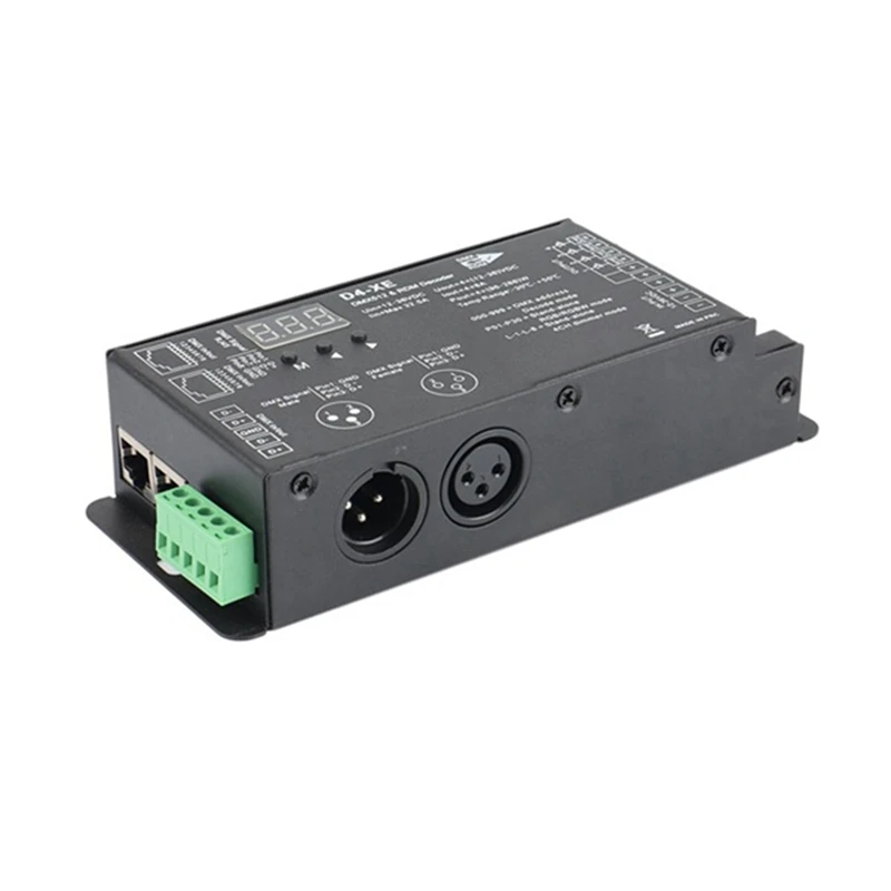 Controlador de decodificador DMX, dispositivo con 4 canales de D4-XE, PWM, atenuación libre de parpadeo, 12V-36V, pantalla Digital de 2000Hz, 500HZ, para luces LED RGB, 2 uds.