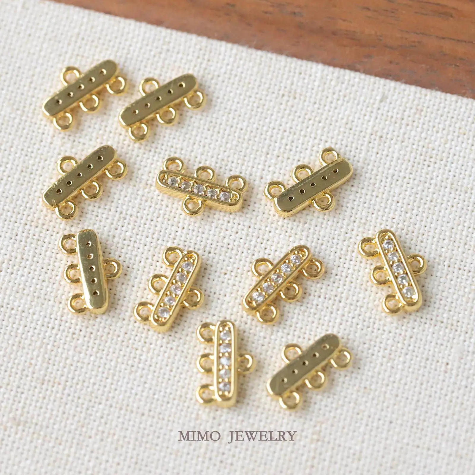 

Позолоченная медная цепочка с тремя рядами бусин и циркониевыми элементами, застежка для самостоятельного изготовления украшений, фурнитура для ожерелий и браслетов