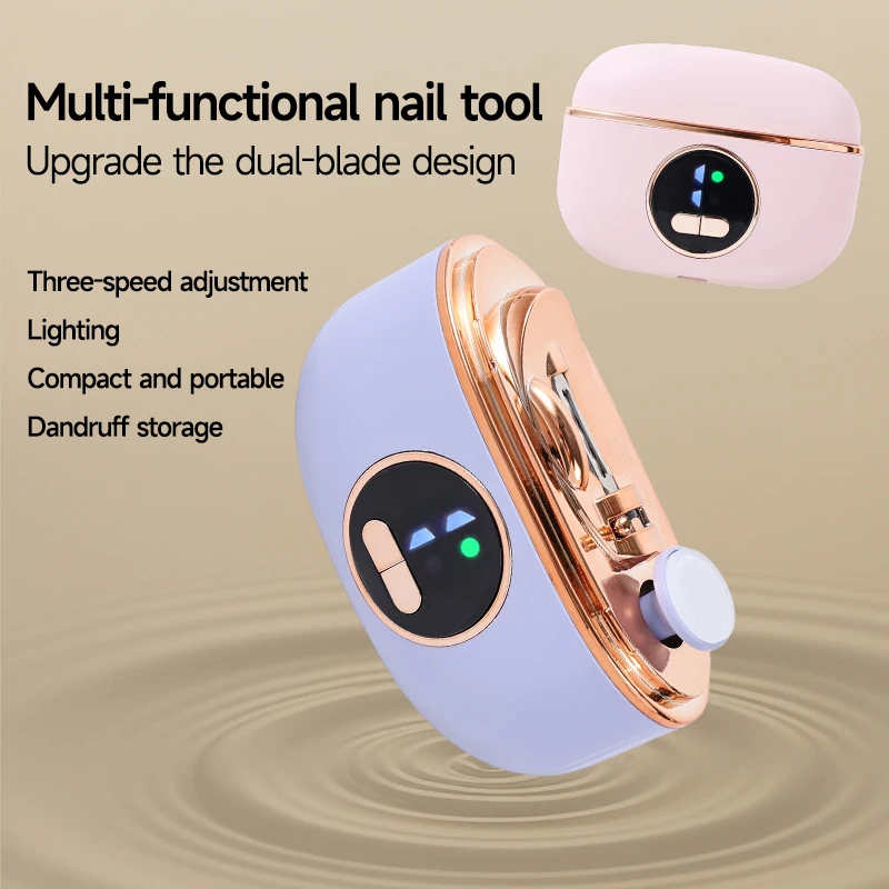 Coupe-ongles électrique 2 en 1 avec lumière LED, broyeur automatique pour bébé et adulte, Mini outils de manucure, soins des ongles