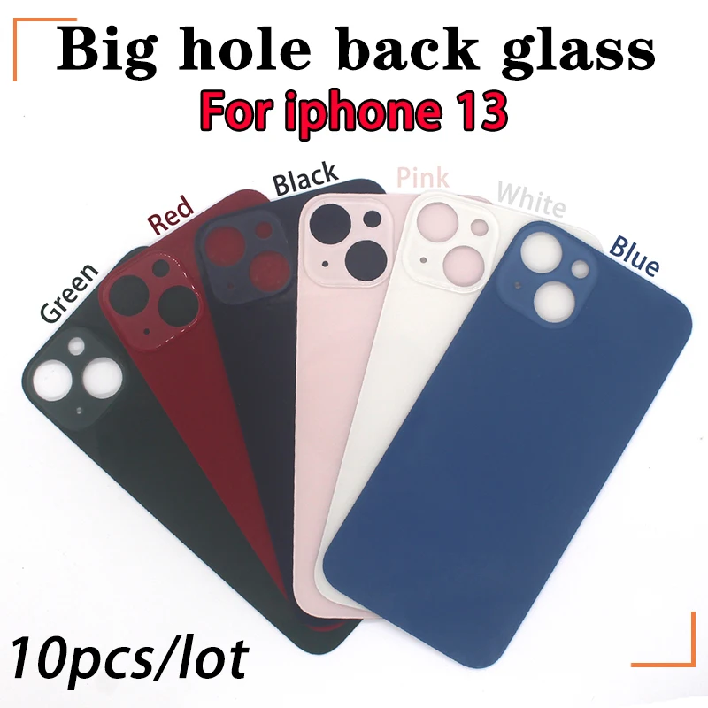 10 pz/lotto per iPhone 13 Pro Max vetro posteriore iphone 13 mini coperchio della batteria colore originale guscio posteriore grande foro vetro posteriore