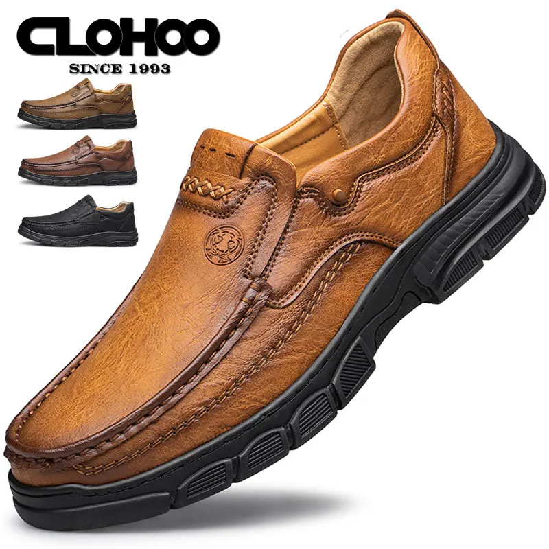 

Men's Casual Handmade Shoes Rubber Sole Thick Bottom Breathable Shoes High-end Men's Leather Classic Hand-stitched Men's Shoes