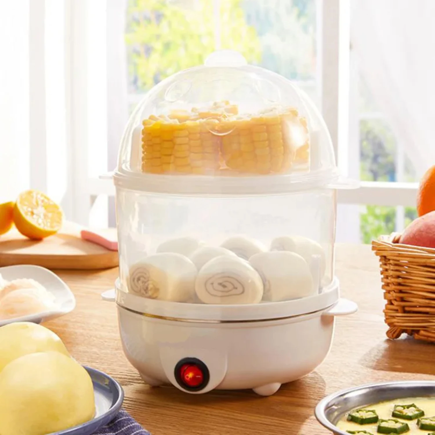 Multifunction  Egg Cooker Double Layers Egg Boiler Corn Milk Rapid Breakfast Cooking Egg Steamer Appliances Kitchen