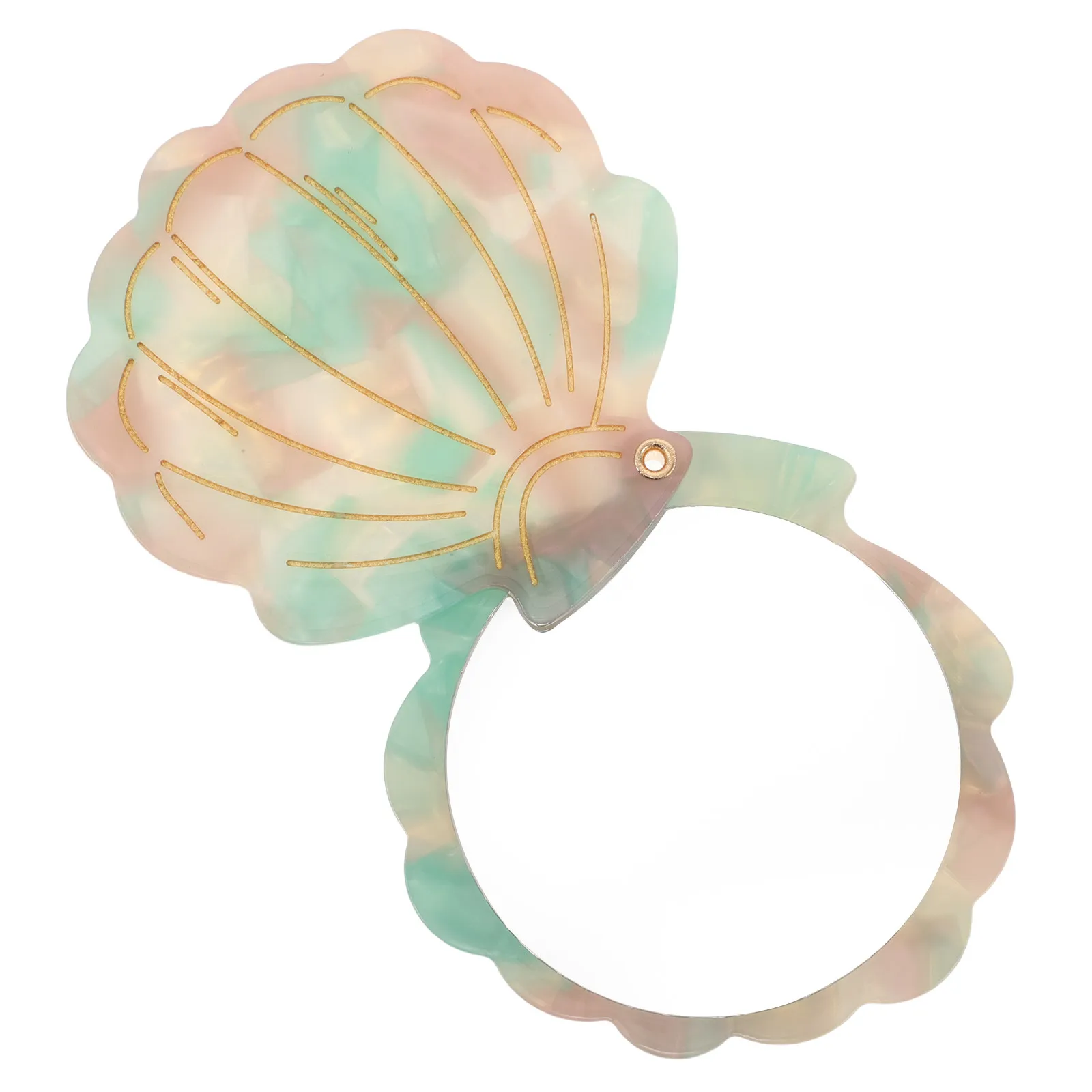 Shell Design Portable Makeup Mirror Colorful Acetate Compact Slim for Travel Handbag Purse Handheld Makeup Mirror