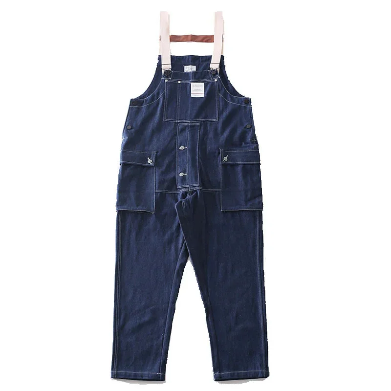 Autumn Winter Overalls Men's Suspender Jeans Trendy Workers Loose Jumpsuit Outdoor Camping Tooling Cargo Trousers Students Pants