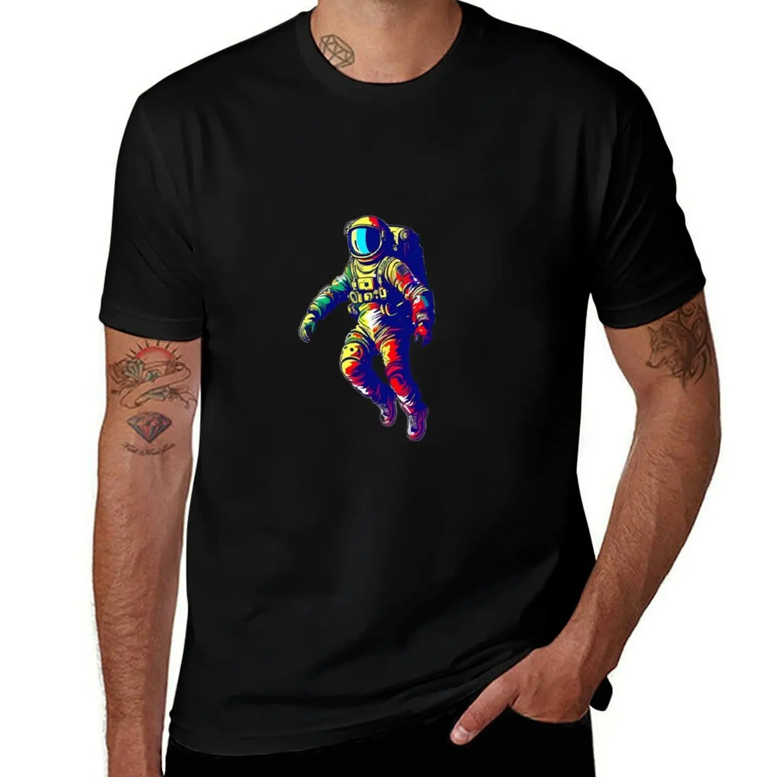 

Colorful Astronaut Floating in Space 1 - Inspiring Art for Space Enthusiasts T-Shirt heavyweights men t shirts high quality
