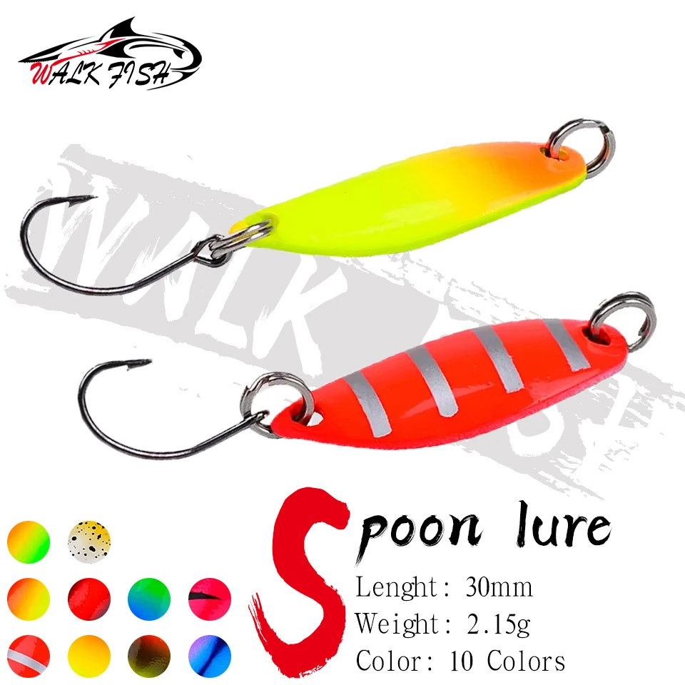 WALK FISH 1 Stück 2,15 g 3 cm Metalllöffel Forelle Bass Angelköder Pailletten Bunte umgedrehte Seebarsch Harter künstlicher Köder Tackle-Köder