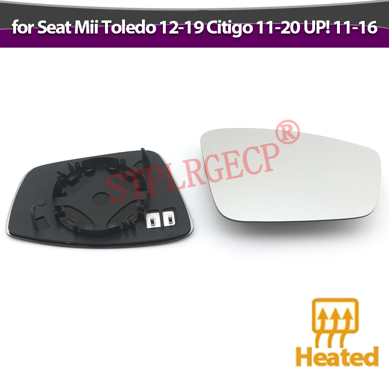 Car Exterior Side Power Replacement Mirrors Reflective Lens Mirror Glass Parts for Seat Mii Toledo 12-19 Citigo 11-20 UP! 11-16