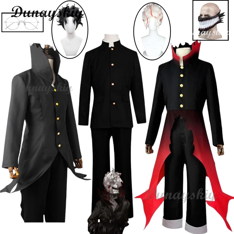 Shop1104340175 متجر Dandadan Ken Takakura Okarun play tume قناع شعر مستعار Okarun Powers أسود أحمر غطاء الوجه نظارات