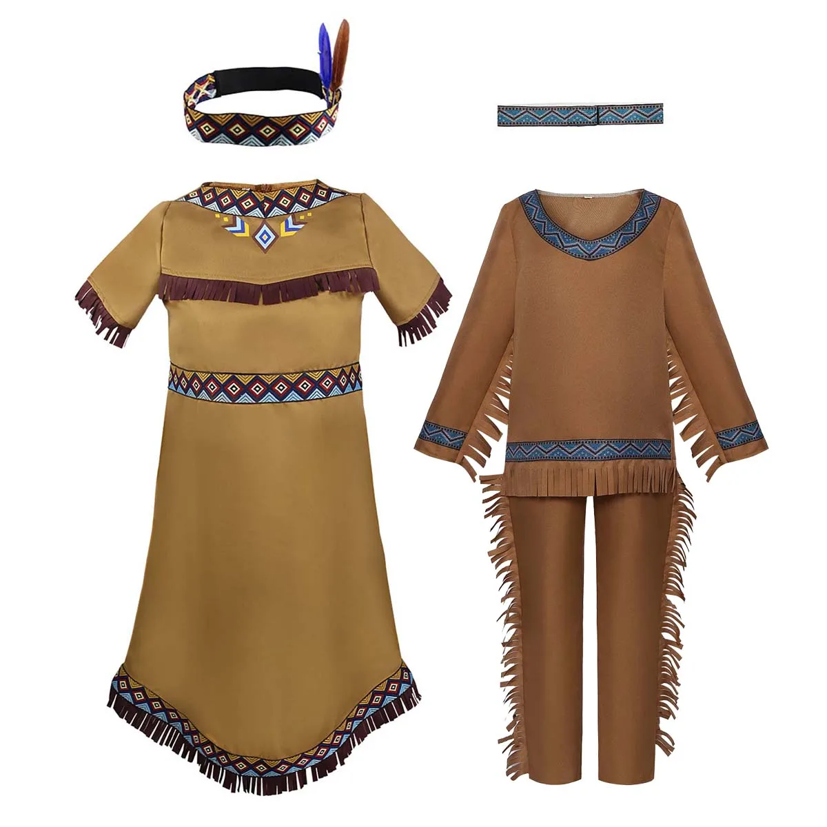 Halloween Festival American Indian Native Cosplay Africa Girls Boys Dance Costume