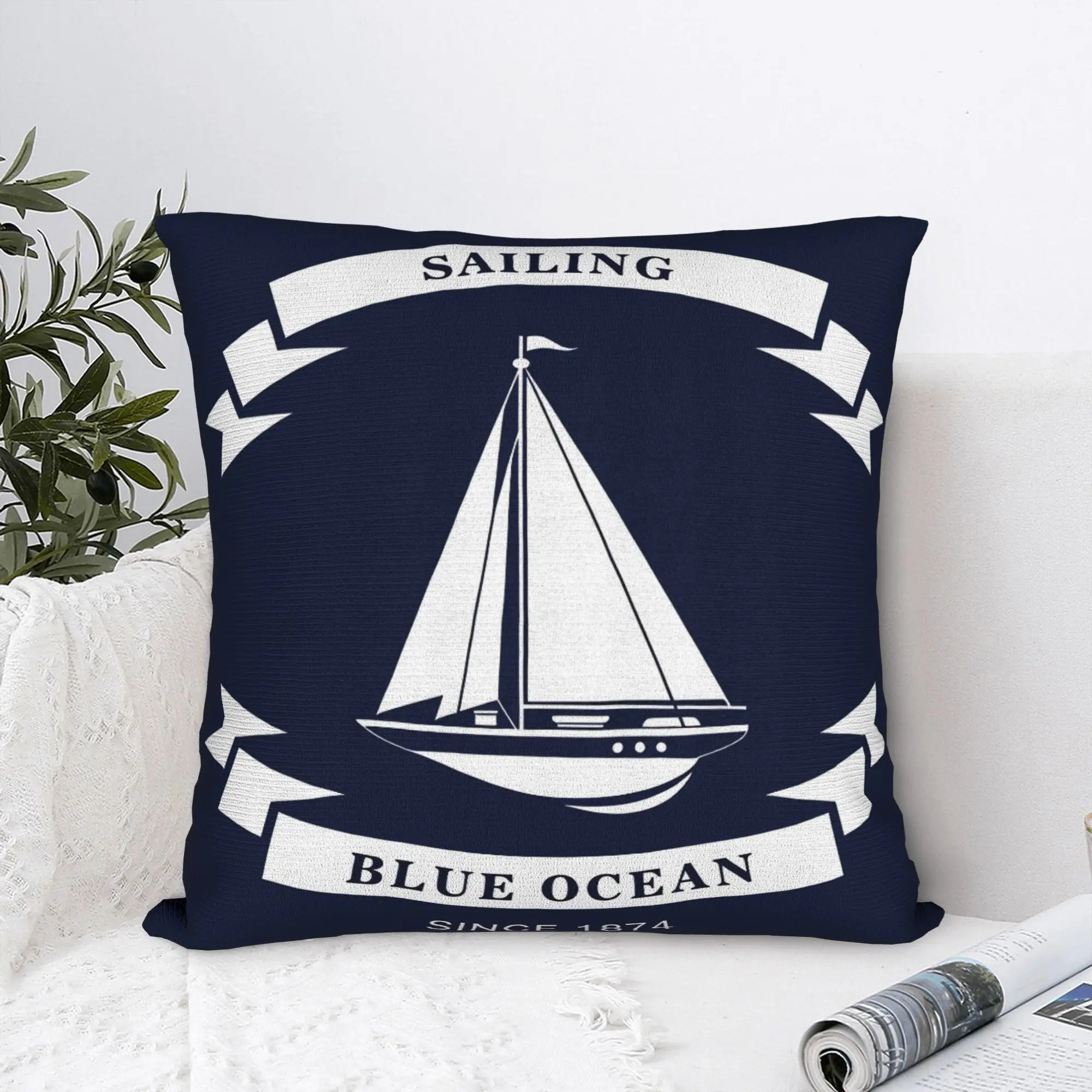 Nordic Dark Blue Nautical Collection Pillow Cover  Fashion Pillow Case For Living Room Bed Chair Graphic Pillowcases Gift