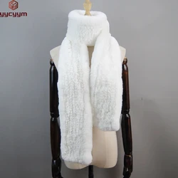 New Style Women Real Fur Scarf High Quality Luxury Long Natural Rex Rabbit Fur Scarf Thick Warm Winter Fashion Brand Fur Muffler