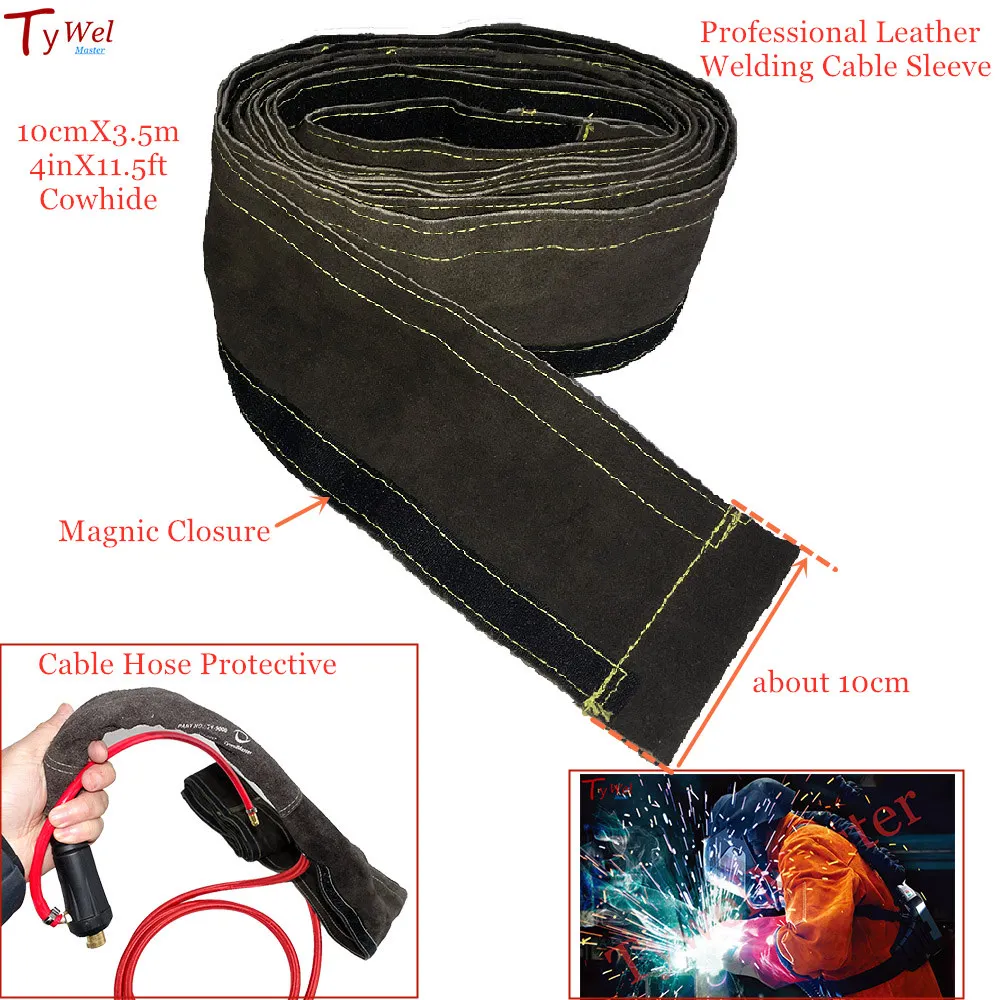 Couro Profissional Soldagem Cabo Manga Protetora Couro Mig Tig Tocha Tampa Mangueira de Plasma 10cm x 35 m