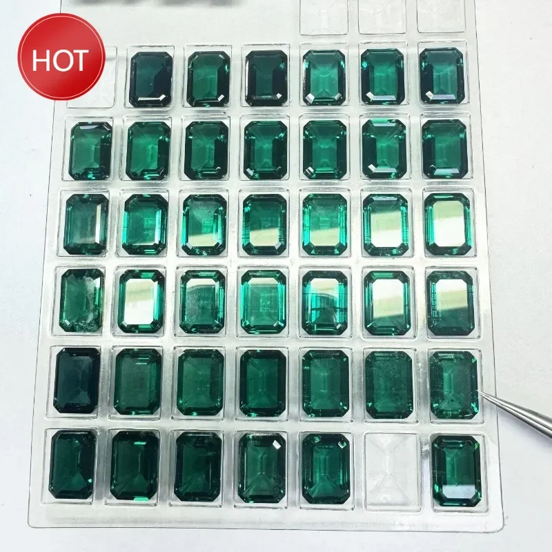 

B-Top-level Lab Grown Zambian Emeralds Hydrothermal Hand Cutting Emerald Cut with Cracks Inclusions Inside AGL Certificate