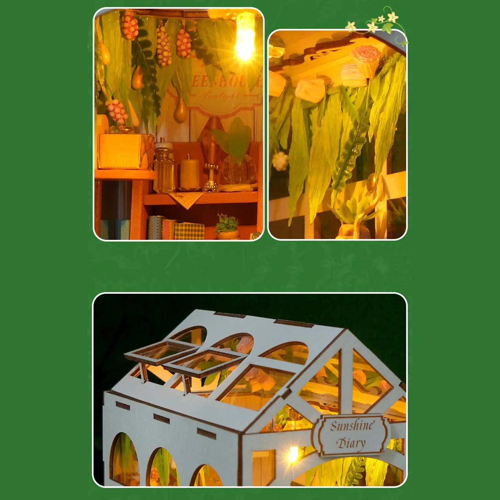 Miniature Wooden Book House Bookend - Decorative Puzzle for Shelf Table Library Office Christmas Halloween Gift