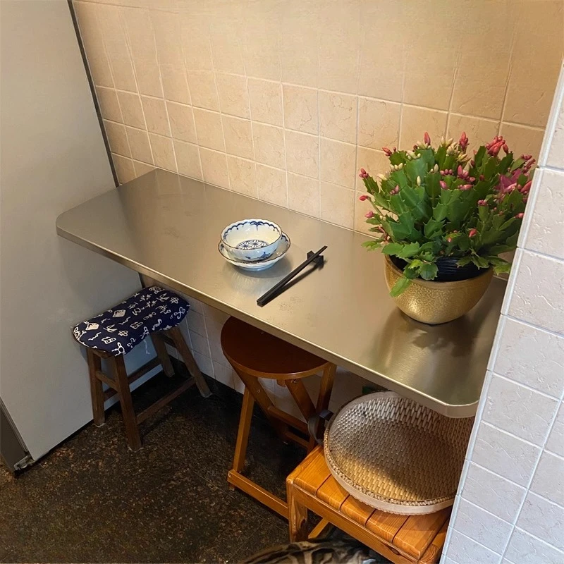 

304 Stainless Steel Foldable Wall Mounted Kitchen Table Hidden Chopping Board Dining Table Space Saving