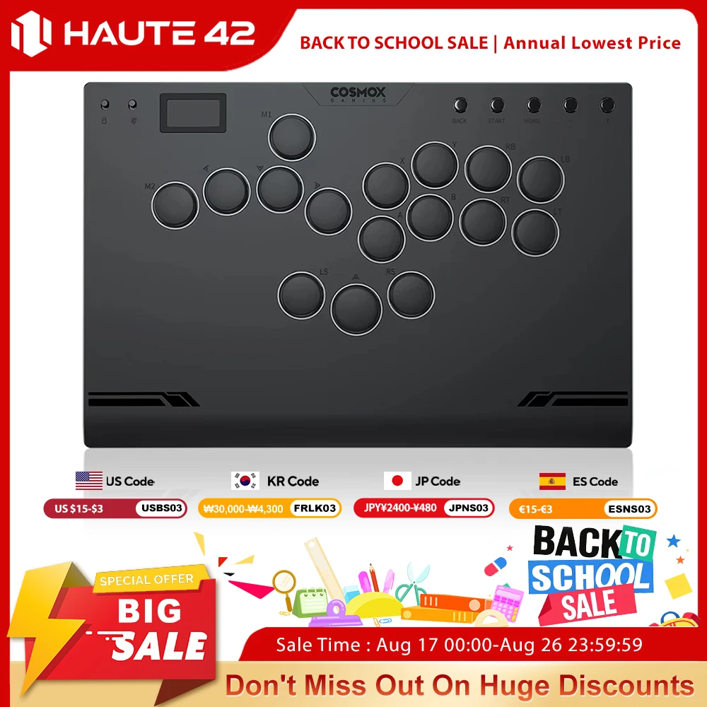 Haute42 M Gen2 Aluminiumlegierung Hitbox Hebellos-Controller Stickless Arcade Stick für PC/PS4/PS5 Hitbox Fighting Controller