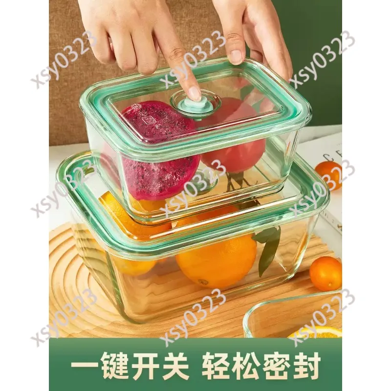 

Large Capacity Glass Bowl with Lid, Heat Resistant Food Grade Fruit Vegetable Storage Crisper
