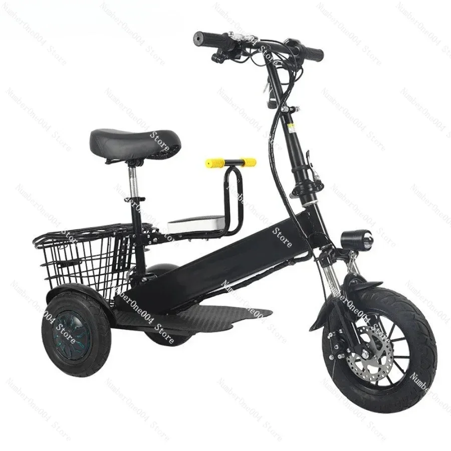 Suitable For3 Wheel Waterproof Electric Scooter With Basket13AH 500W 30KM Adult Portable Mini Folding Electric Tricycle,parent-c