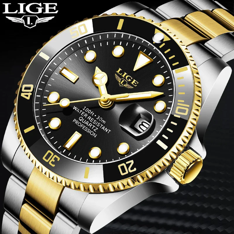 LIGE Fashion Sport Watch for Man Waterproof Military Men\'s Quartz Wristwatches Top Brand Luxury Big Men Watch Relogios Masculino