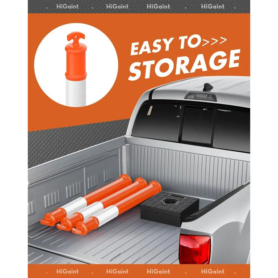 반사 스트립이 있는 하이자이언트 45 교통 표지판 포스트, 주차장 및 공사 구역용 주황색 표지판 포스트 콘