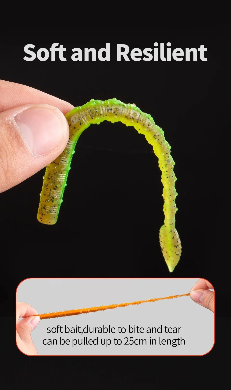 15 teile/paket Schwimmende Angeln Weiche Köder 110mm Pailletten Wurm Silikon Swimbaits Lockt Pesca Bass Karpfen Angeln Tackle Köder – Detail 8