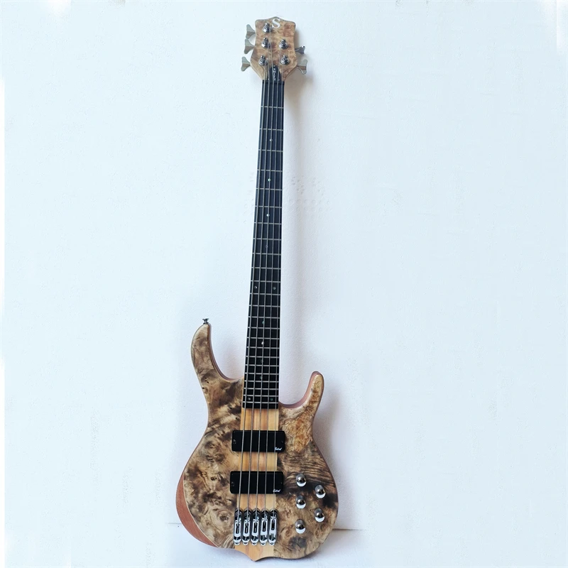 High quality neck through body 5 string electric bass guitar, active pickup