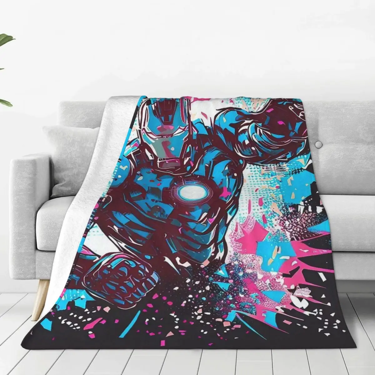 

Original Art "the Iron Man Trash Polka" Blankets Fleece Sofa Throw Blankets For Home Bedroom Outdoor Throws Bedspread Quilt