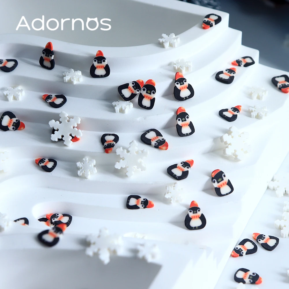 10g Christmas Kawaii Penguin Polymer Clay Resin Filling Winter Snowflake Flakes Epoxy Silicone Mold Fillers Xmas DIY Accessories