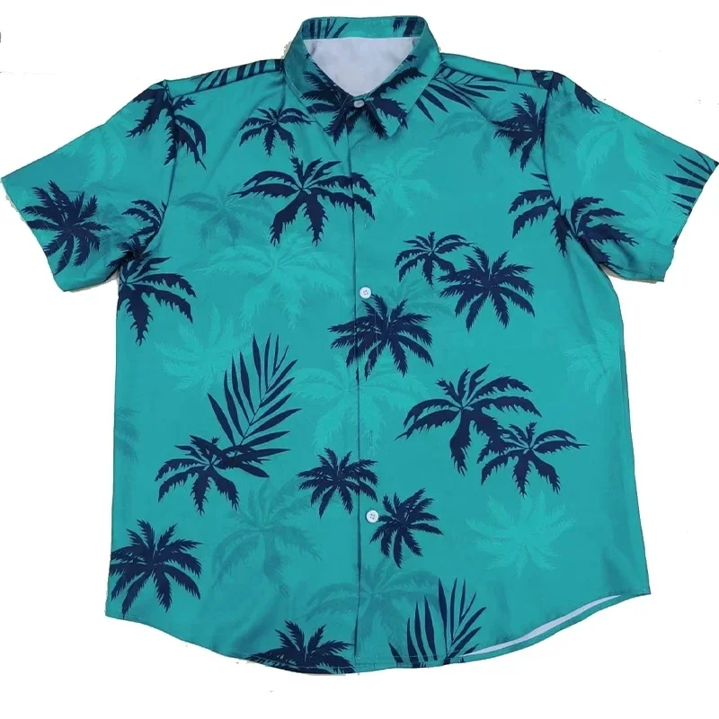 2025 Summer Men's Hawaiian Shirt 3D Plant Shirt Men's Printed Plus Size Hawaiian Shirt Beach Flower Shirt 5XL