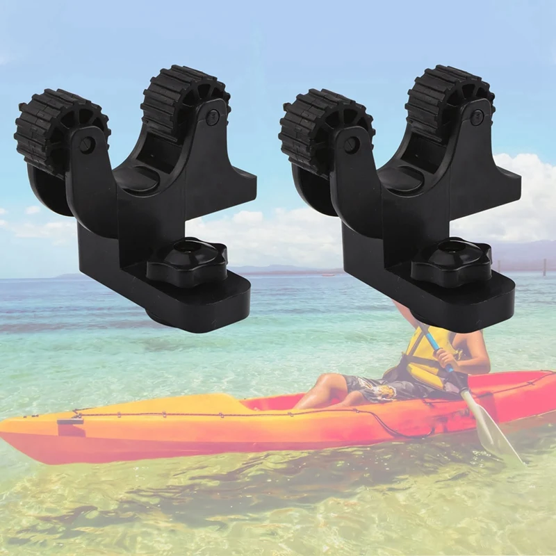 

Kayak Paddle Holder, 2 Pcs Black Kayak Track Mount Paddle Holders Plastic Kayak Rail Paddle Clips Canoe Oar Holders Easy Install