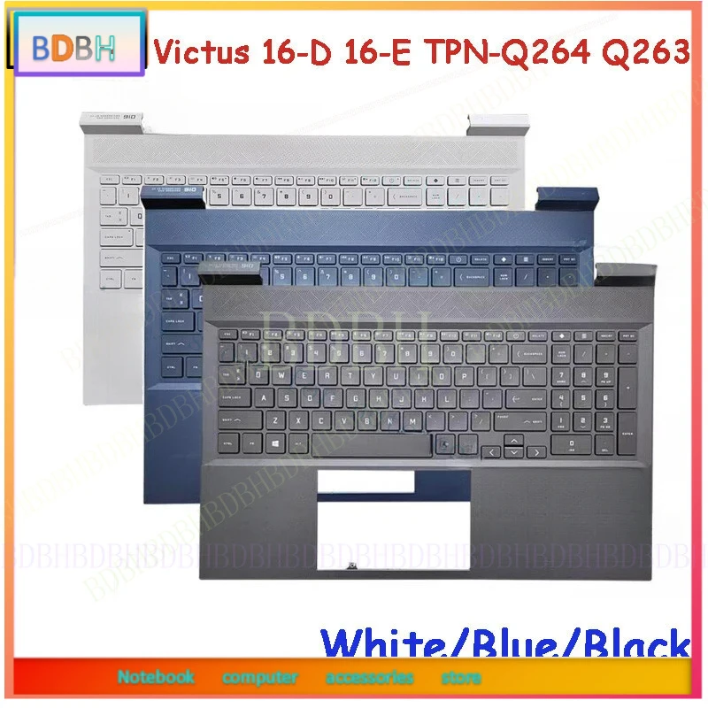 A+  Palmrest w/Keyboard for HP Victus 16-E 16-D TPN-Q263 TPN-Q264 WH/BL/BK