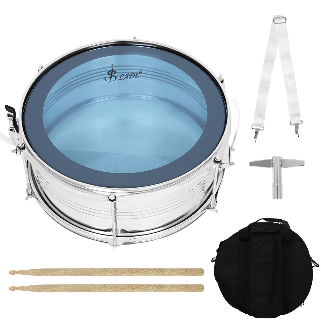 SLADE Snare Drum 14 Inch Blue Metal Durable And Wearable Percussion Musical Instrument Beginner's Practice Snare Drum Set