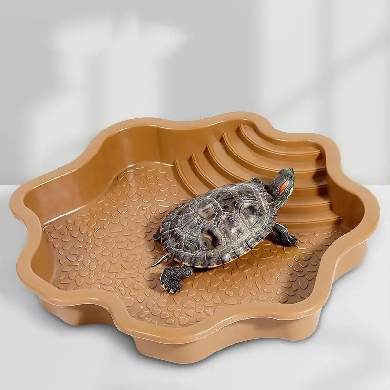 Turtle Pool Large Reptile Turtle Bathing Tub Feeding Bowl Lizards Habitat With Ramp Tortoise Feeder Bowl for Small Geckos Turtle
