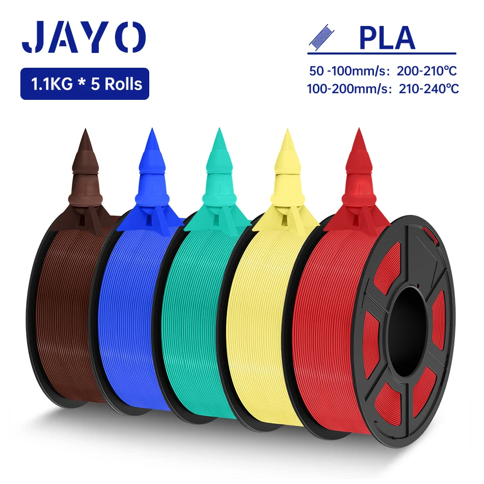 

JAYO PLA Filament 1.75MM 5Rolls 3D Printer Filament PLA 100% No Bubble for FDM Coloful 3D Printing Material DIY Gift