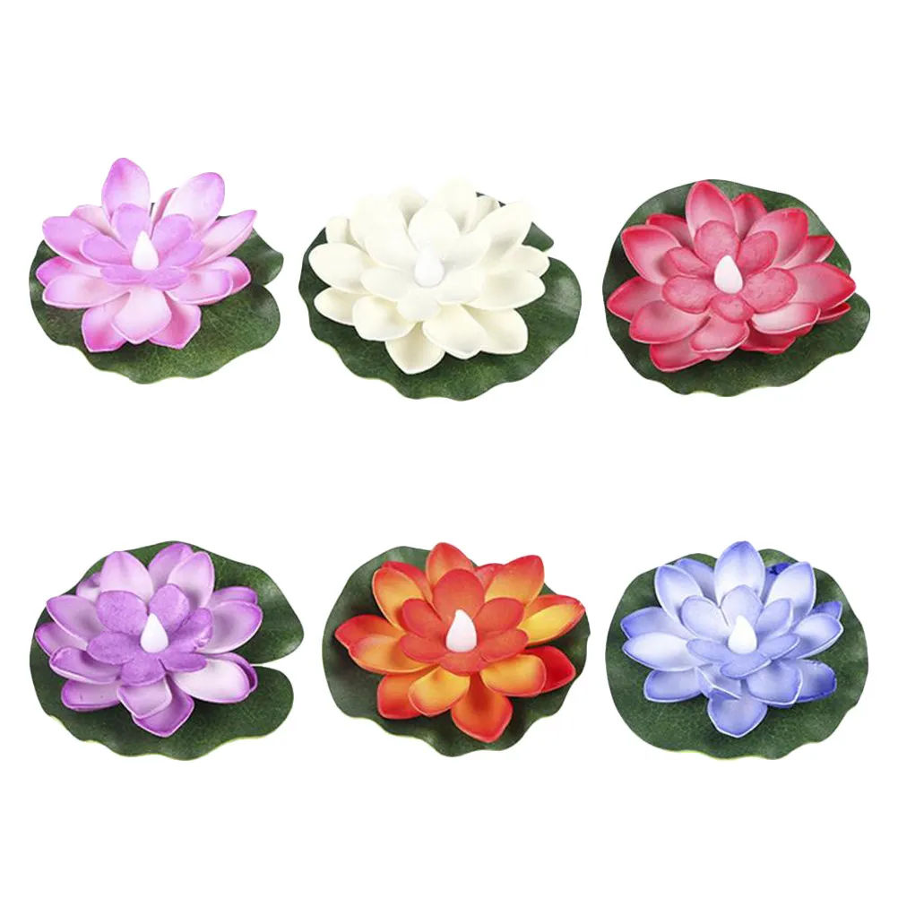 6Pcs Realistic Simulation Lotus Flower Decor Floating Artificial Flowers for Pond Fountain Aquarium Tank Home Garden Decoration