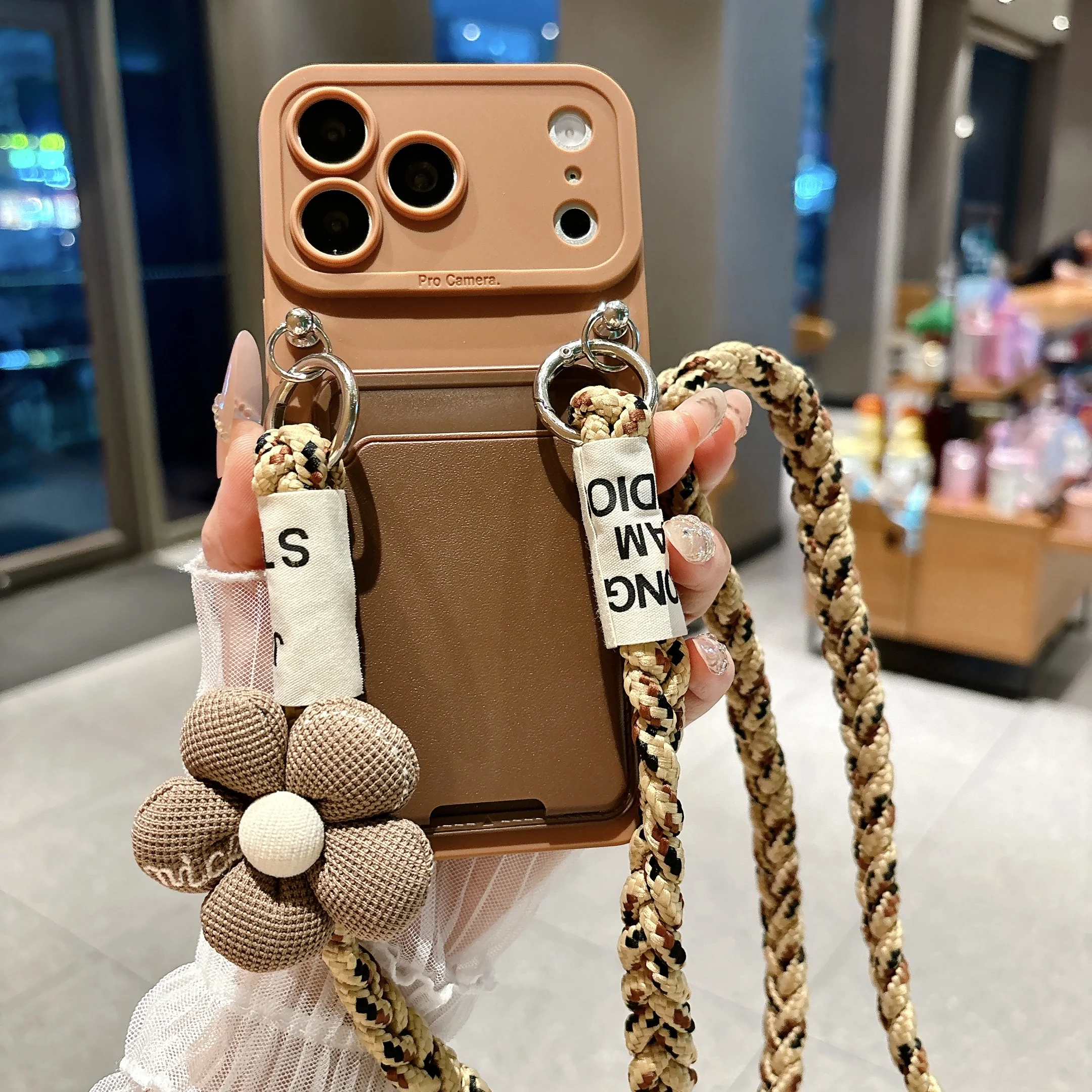 Crossbody Lanyard Anti Fall Phone Case For iPhone 8 7 6 6s Plus X 11 12 13 14 Pro XS Max XR Colorful Portable Card Holder Cover view 3