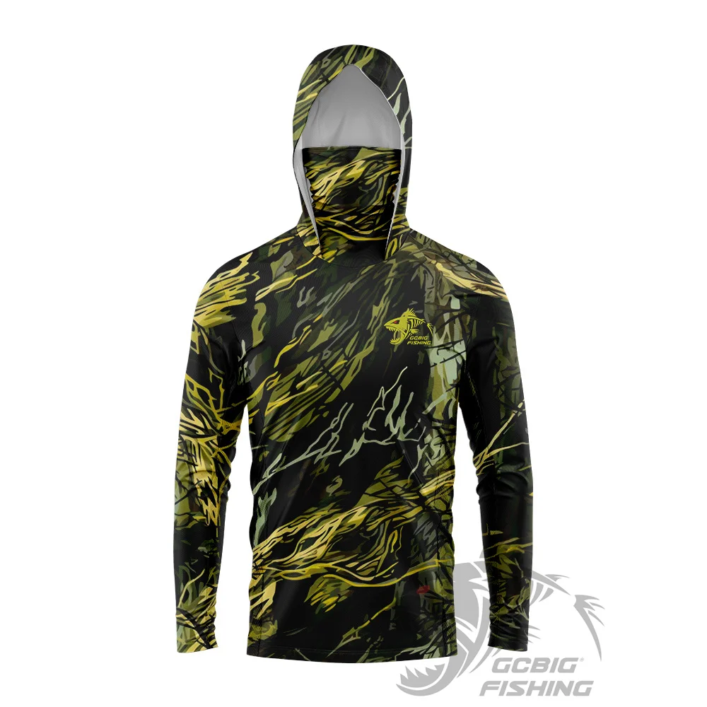 

GG Mens Sea Fishing Long Sleeve Fishing Hoodie T-shirts Anti-Uv Sun Protection Hoodies Face Mask Apparel Hunting Upf 50+ Hoodie